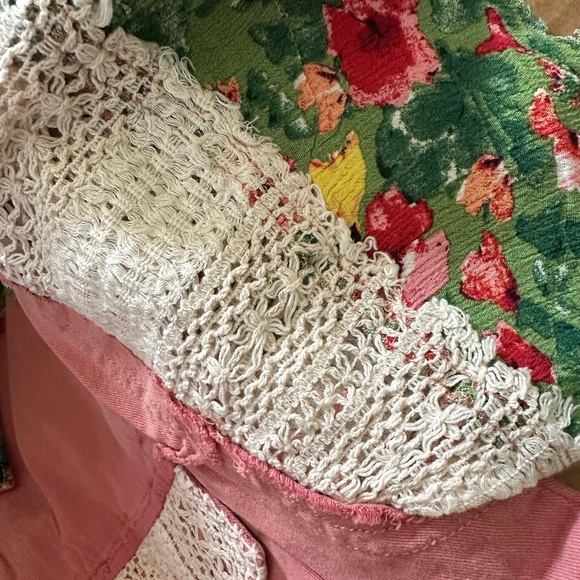 POL S Guava Pink Multi Patchwork Button Top - Picture 5 of 9